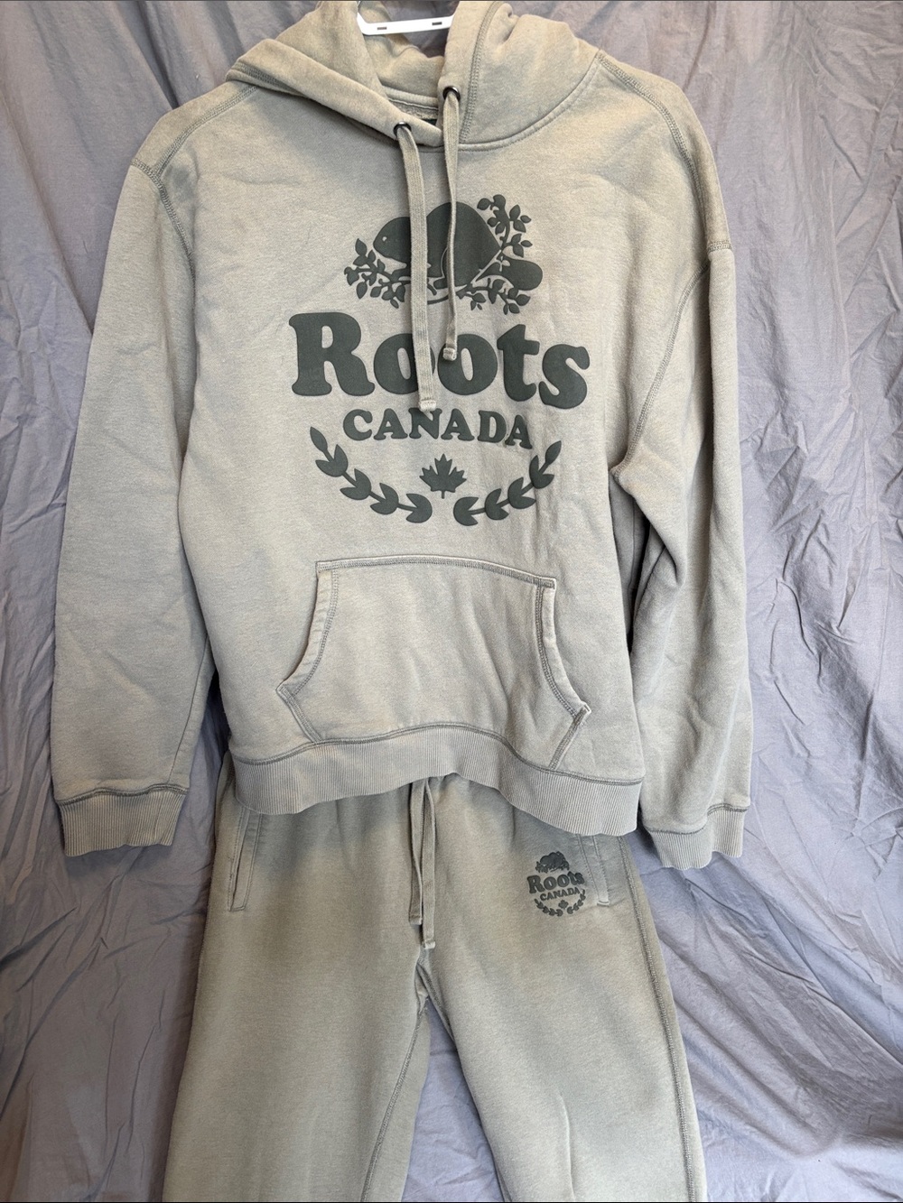 Roots Sage Green Logo Hoodie and Sweatpants Set